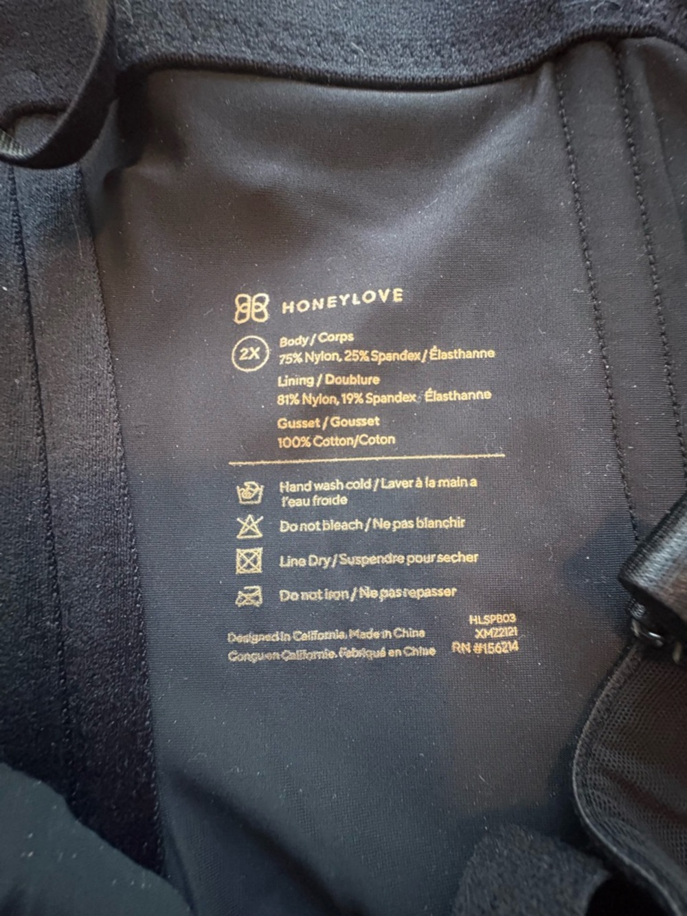 NWOT HoneyLove Superpower Black Shaper Briefs Removable Straps 2X - Picture 9 of 9